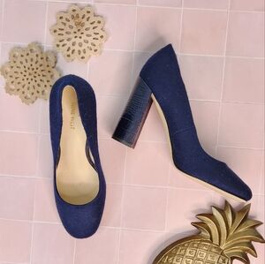 Nine West Dark Blue Denton Block Heels